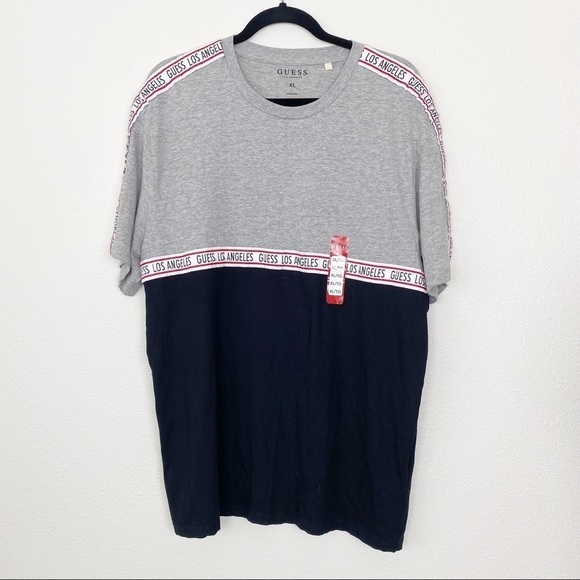 Guess Los Angeles Mens XL Gray Colorblock Short Sleeve Tee T-shirt - Picture 1 of 7